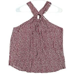 Maeve by Anthropologie Mica Halter Camisole Pink Print Keyhole Neck  Sz 6